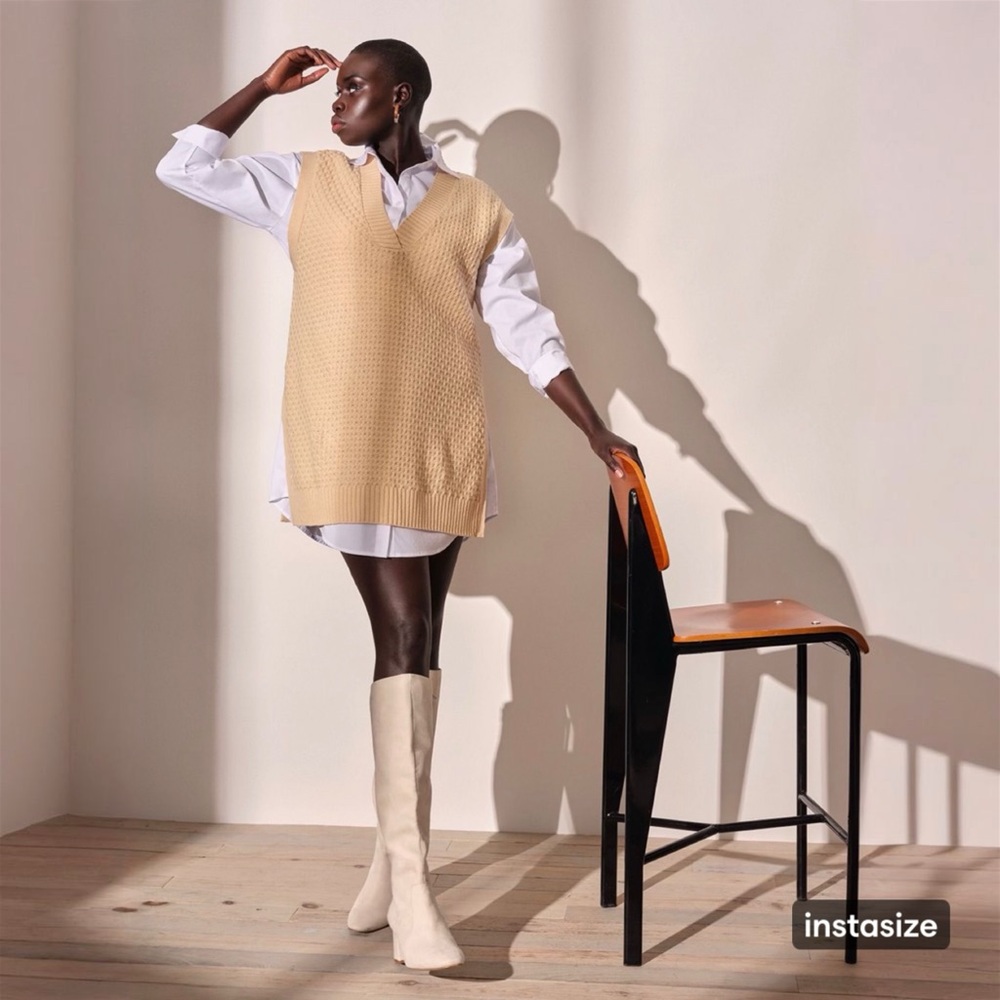 Eloquii Plus Size White Shirt Dress & Cream Sweater Vest size 18/20 2X